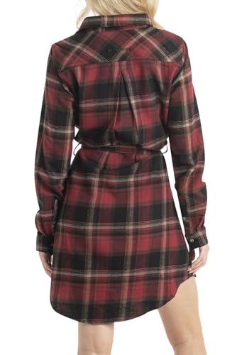 Legendary Whitetails Women's Open Spaces Dress, Plaid Flannel Long Sleeve Button Up Tunic with Belt3