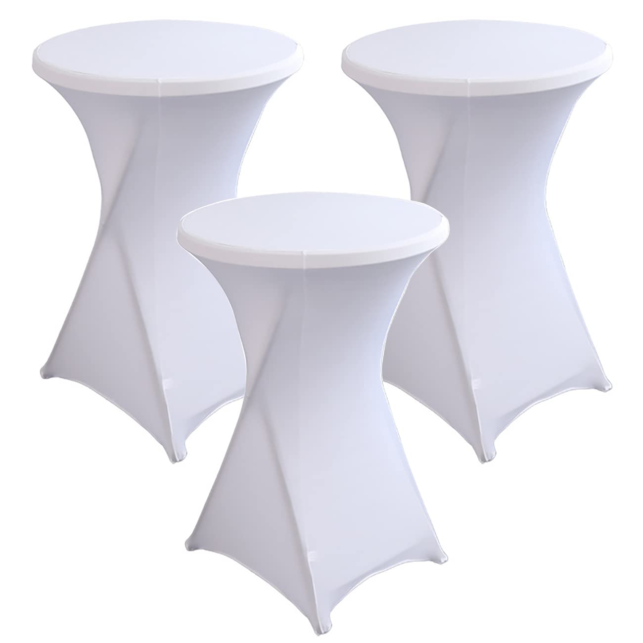 Paquete de 3 manteles redondos de elastano ajustables para bodas, banquetes, fiestas, manteles elásticos para mesa de cóctel, 80 cm de diámetro, decoración de eventos