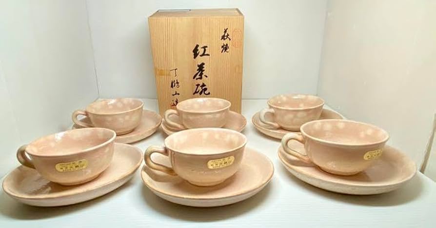 Amazon.co.jp: 萩焼 椿窯 天鵬山 廣瀬淡雅 紅茶碗 3箱6客セット