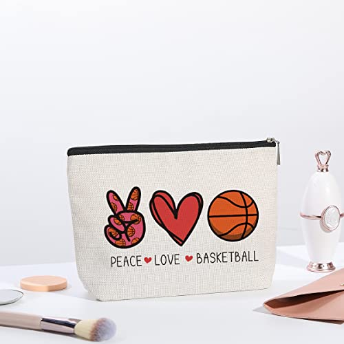kdxpbpz Basketball Gifts for Boys Girls Coach Teenager Birthday Christmas Gifts for Basketball Fans Friends Basketball Players Team Gifts Peace Love Basketball Makeup Bag Sport Basketball Mom - Thumbnail 5