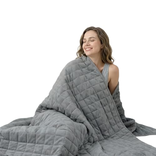 Smart Queen Weighted Blanket for Adults (15lbs Grey)