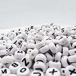 520 Pcs 7mm Bulk A-Z Letter Craft White Alphabet Beads Round Assorted Acrylic Bead for Name Bracelets Jewelry Making And Crafts Art Diy Decoration