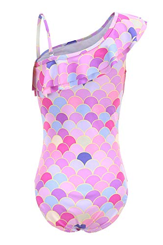 Image of Girls One Piece Swimsuits One Shoulder Ruffle Swimwear Floral Bathing Suit