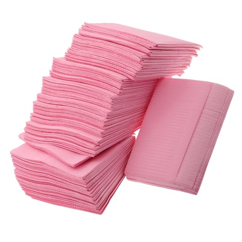 HONMEET 125個 ネイルテーブルマット ネイルナプキン テーブル用ネイルパッド マニ タオル 爪枕 テーブル用ネイルマット ネイルデスクマット ネイルサロン用品 爪用品 不織布 ピンク