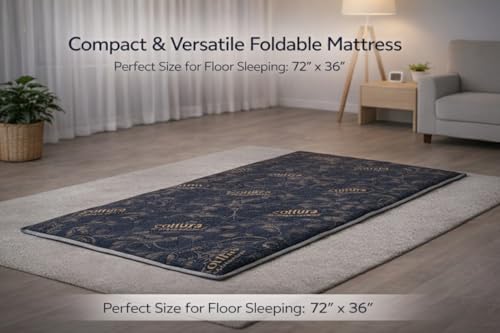 Image of Foldable Mattress for Floor, Folding Lightweight Travel Mattres, Portable Mattress, Foldable Mattress (72 inch x 48 inch x 1 inch)