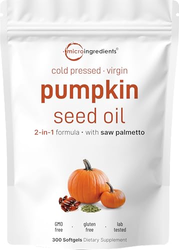 Micro Ingredients Pumpkin Seed Oil with Saw Palmetto, 300 Softgels | Cold Pressed, Pure Virgin Oil, Essential Fatty Acids, & Phytosterols | Non-GMO
