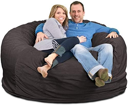 ULTIMATE SACK Bean Bag Chairs in Multiple Sizes and Colors: Giant Foam-Filled Furniture - Machine Washable Covers, Double Stitched Seams, Durable Inner Liner. (6000, Grey Suede)
