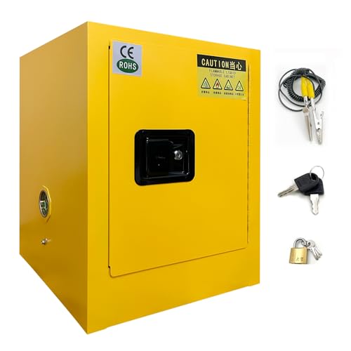 Image of 17 inch x 17 inch x 22 inch Safety Storage Cabinet,Galvanized Steel Flammable Safety Cabinet,Adjustable Shelf Safety Storage Cabinet,Flammable Liquids Storage Cabinet - 12Gallon