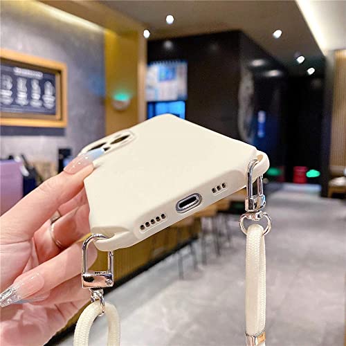 Coque iPhone 14 Plus silicone blanc housse antichoc à cordon - 5
