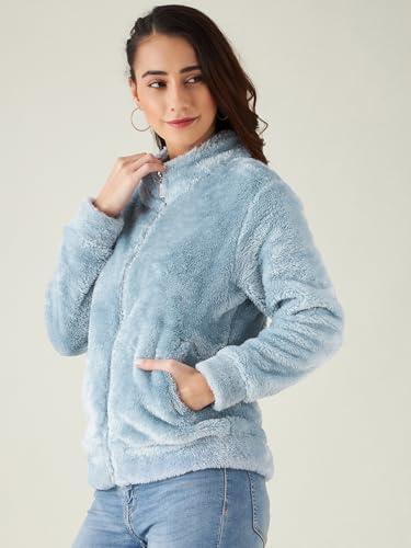 Image of Modeve Women Solid Full Sleeve Fur Standard Length Jacket For Winter