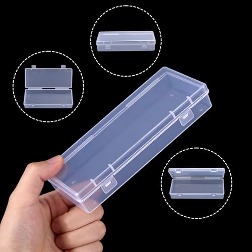 Image of 6 Pcs Clear Plastic Storage Containers Box, Small Rectangle Organizer with Hinged Lid, Small Plastic Case for Collecting Business Cards, Accessories, Crafts, Beads, Jewelry, Screws (clear(B))