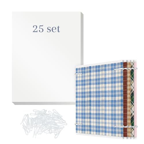 Fabric Storage Boards 8.5 x 11 Inch with Plastic Alligator Clips Backing Board Set for Folding and Storing Cloth Fabric Organizer for Quilting and Sewing-Set of 25