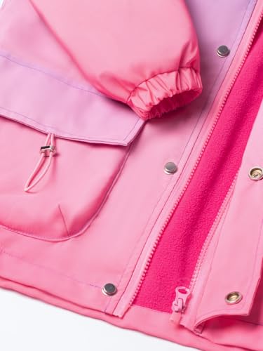 WELAKEN Girls Gradient Water-Resistant Jacket with Fleece Lining and Pockets – Kids Zip-Up Hooded Coat4