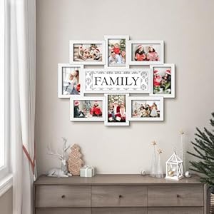 Jerry Maggie Photo Frame 22×17 White Family Picture Frame Selfie Gallery Collage Wall Hanging for 6×4 Photo 8 Photo Sockets Wall Mounting Design