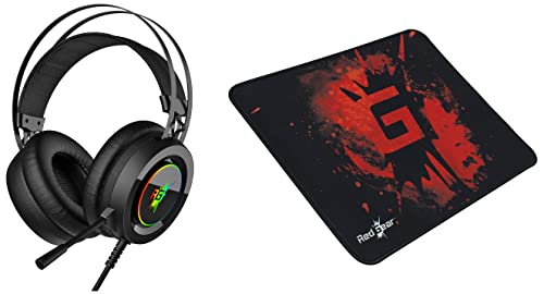 Image of Redgear Cloak Wired RGB Wired Over Ear Gaming Headphones with Mic for PC & MP44 Speed-Type Gaming Mousepad (Black and Red)