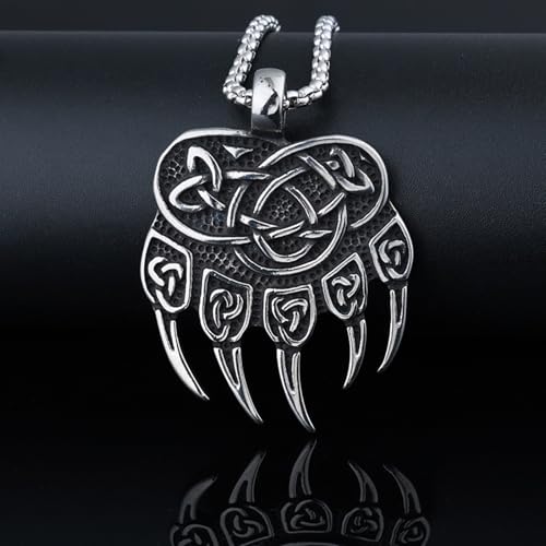 Collier Viking griffe d'ours en acier inoxydable bicolore