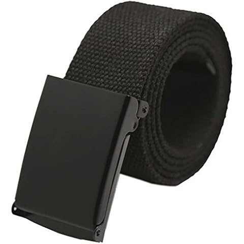 Mens Womens Canvas Belts Military Unisex Webbing Casual Fashion Army Waist Strap (black) Cover