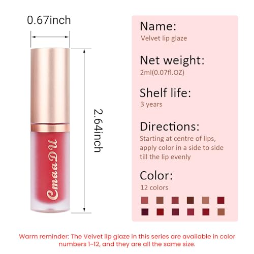 evpct 1Pcs Ruby Brick Red Matte Liquid Lipstick Lip Gloss Glossy Set for Black Women 24 Hour Silky Velvet Lipstick labiales matte larga duracion mate 24 horas originales 08#