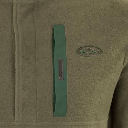 Image of Drake Waterfowl Men's Camp 2.0 Fleece Pullover | Hunting Anti-Pill Moisture Wicking 1 /4 Neck Snap Sweater with Chest Pocket