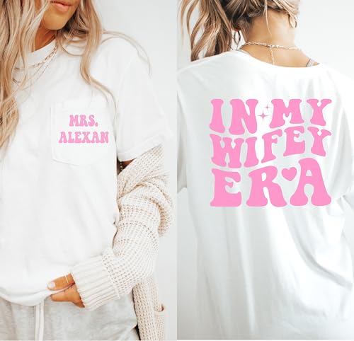 Personalized Mrs. Shirt, In My Wifey Era Shirt, Custom Wife Shirt for Women, Wedding Gift, Trendy Honeymoon outfit3