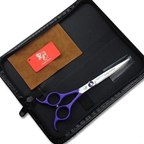 high-end Professional pet Care 6.5 inch pet Scissors JP440C Steel Silver curved scissors (Half violet)