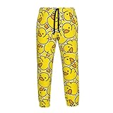 GCSCN Cartoon Funny Duck Mens Sweatpants Athletic Jogger Pants Elastic Waist Casual Pant with Pockets Size S （Yellow）