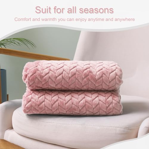Exclusivo Mezcla UK-FB-JL-5070-PK Pink Fleece Throw Blanket For Couch And Bed thumb #4