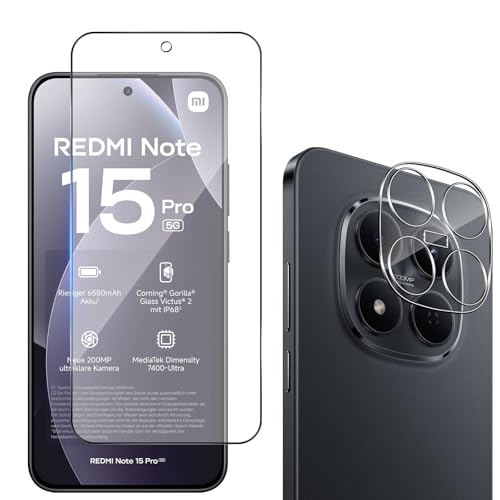 �y1+1���Z�b�g�zFor REDMI Note Pro 15 5G/Redmi NOTE 15 Pro 5G �K���X�t�B���� ���炳�� �A���`�O���A ���˖h�~ �w��h�~ �m���O���A Ubefuu �f�荞�ݖh�~ �t����ʕی� �X���[�Y�ȑ��슴 ��p�\��t��