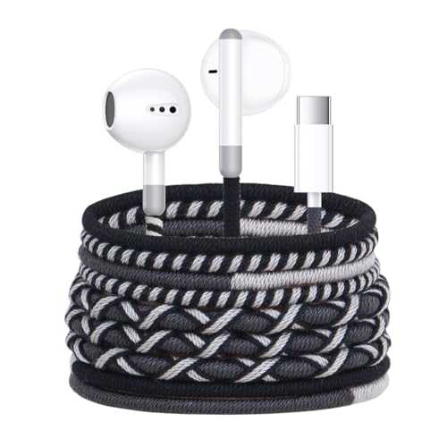 URIZONS Cuffie cablate USB C intrecciate con cavo in tessuto - Auricolari in-ear colorati di tipo C con controllo del volume del microfono Chip IC digitale compatibile con Hwaiwe/iphone 15/16(12#)