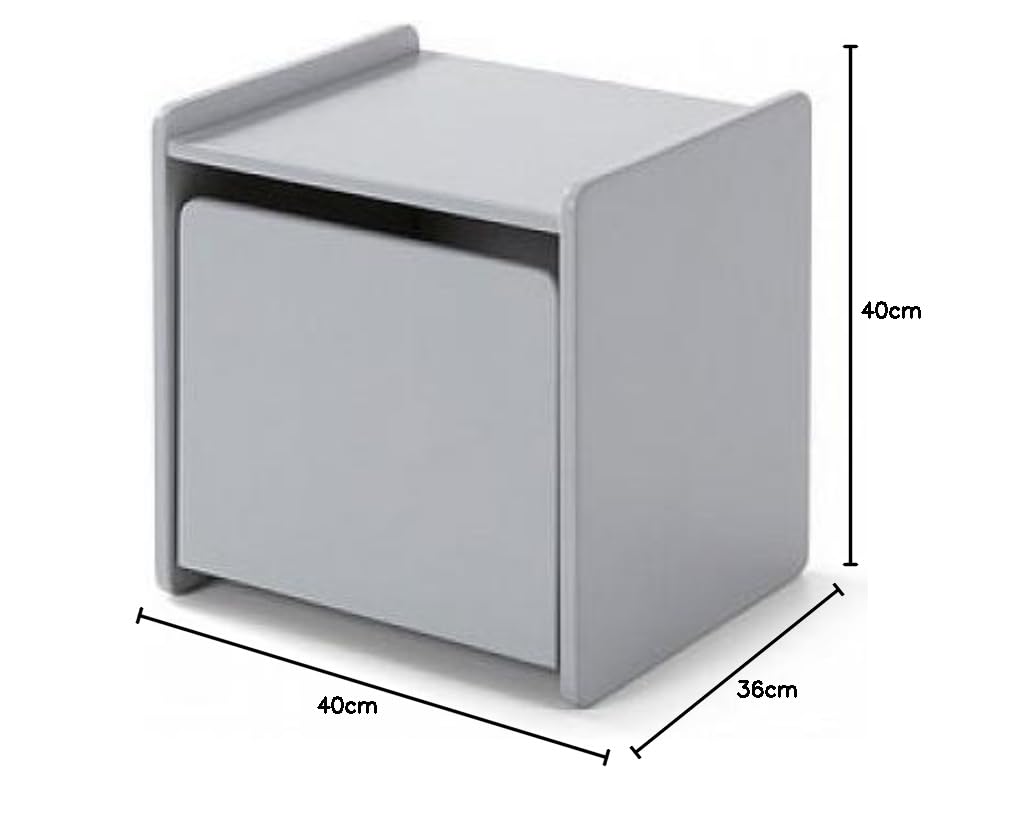 Vipack Chevet Enfant Bois Laqué 1 Porte Karibou, Gris, 40cm