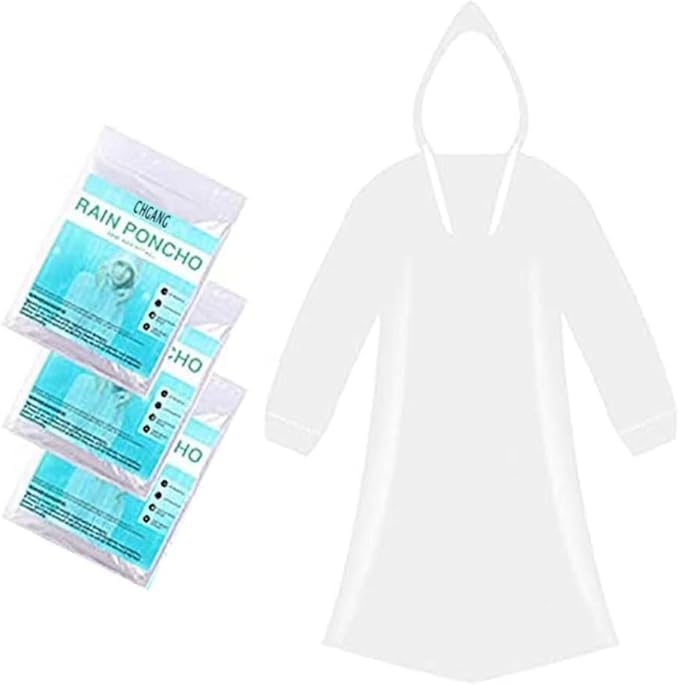 3 Pack Rain Poncho Waterproof Emergency Raincoats Adult With Hood For Camping,Fishing,Theme Parks,Festivals