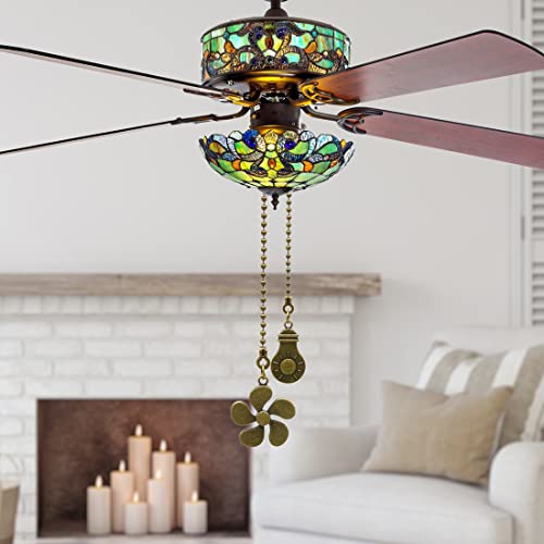 Image of DAYONE Ceiling Fan Pull Chain Kit, Bulb and Fan Pattern Pull Chain Extension Fan Pull Chain Pendant 4PCS 12 Inch Ceiling Fan Chain Extender with Ball Fan Chains Connector (Antique Bronze)