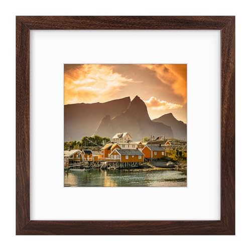 Frametory 12x12 Picture Frame Matted to 8x8, Brown