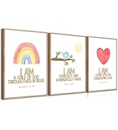 FTQYQLD Bible Verse Wall Art for Nursery - Set of 3 Watercolor Christian Posters - I Am A Child o...