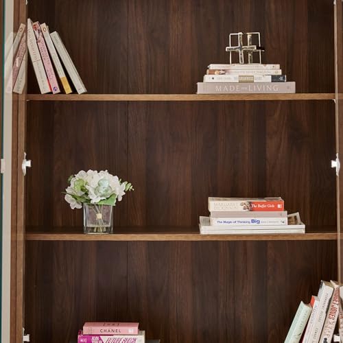 Image of Home Centre | Addison 4-Door Book Cabinet with Drawers | Engineered Wood | Brown | 1 Year Warranty