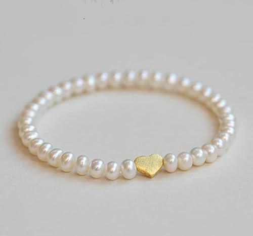 Rakumi Freshwater Cultured Pearl Bracelet For Girls Women Girls Elastic Beads Bracelet (White) #TOP2