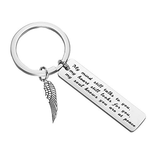 PLITI Sympathy Keychain in Memory of Loved One Angel Wing Keychain Memorial Gift(Mind s)