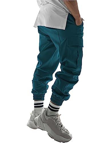Image of Jump Cuts Mens Printed Patrol Blue Polyester Slim Fit Cargo Pant