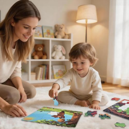 Puzzles para Niños, Pack 24 Piezas de 16 Piezas cada uno con Base, Envuelto Individualmente, Juguetes Educativos de Animales miniatura 3