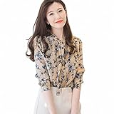 ブラウス レディース 春夏秋 オシャレブラウス 花柄 シフォンシャツ 長袖トップス リボンネック おしゃれ 大人 通勤 OL オフィス シャツ花柄 30代 40代 50代 S