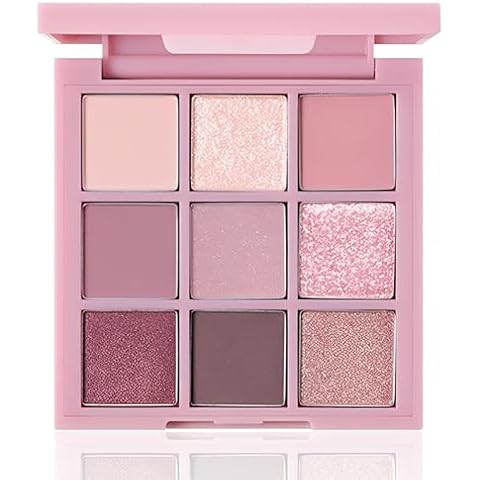 Pink Eyeshadow Palette Shimmer Eyeshadow 9 Colour Matte Nude Eye Shadow Make-Up Palettes Shimmer Natural Long Lasting Highly Pigmented Glitter Eye Shadow Pallets Cover