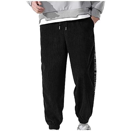 Mens Boho Corduroy Jogger Pants Elastic Waist Straight Leg Casual Harem Pants Tribal Ethnic Print Baggy Sweatpants