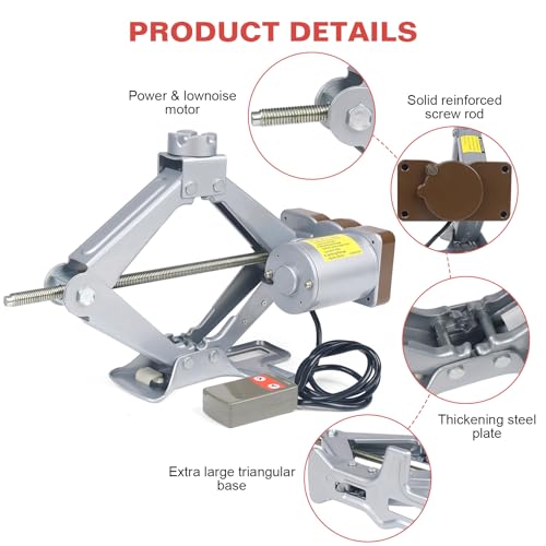 Image of Electric Car Jack 3 Ton Scissor Jack, 12V Electric Portable CarJack, Electric CarJack Kit with Impact Wrench, Scissor Jack for Cars, Electric Floor HydraulicJack for Lifting Cars