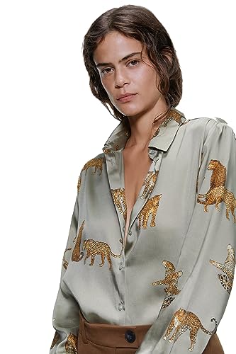 Women's Blouse Satin Silk Shirts, Casual Loose Long Sleeve for Office Work, Corporate Outfit Clothes2