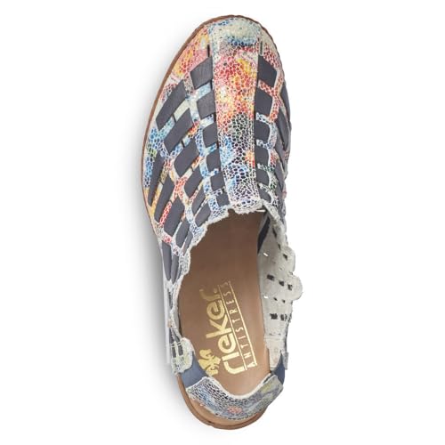 Image of Rieker 46778 Sina Women's Heels - Sling-Backs, Leather Upper, Hand-Woven Design, Anti-Stress Comfort, Flexible Sole, Secure Fit, and Timeless Everyday Style