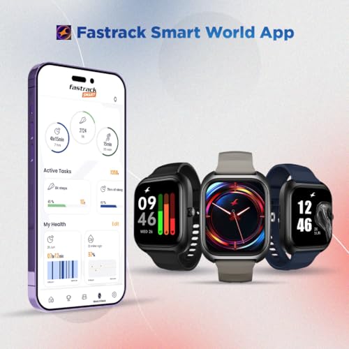 Image of Fastrack Vox Plus 1.85 inch Smart Watch for Men & Women with Ultra VU Display,to-do List,BT Calling, Offline Voice Commands, 24 /7 Health Suite (SPO₂, HRM, Sleep), IP68, Games & Multiple Watch Faces