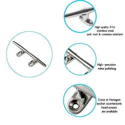 Ayunwei Boat Cleat 6 Inch 316 Stainless Steel Dock Cleats Heavy Duty Open Base Cleat For Kayak Boat Canoe Mooring Deck And Decor Of 2 Pcs #TOP1