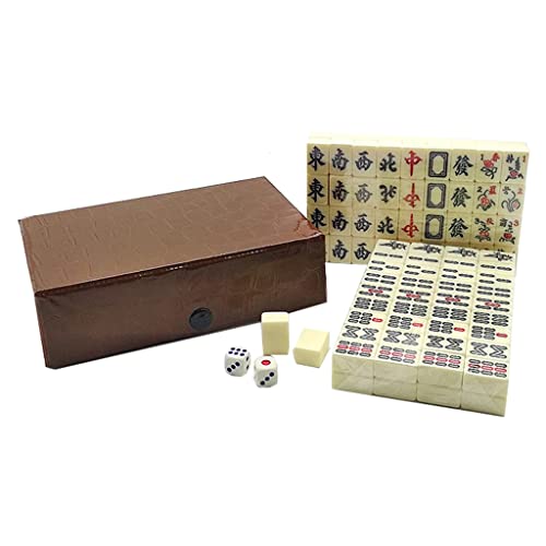 Juego tradicional chino Mahjong con 146 fichas y dados miniatura 4