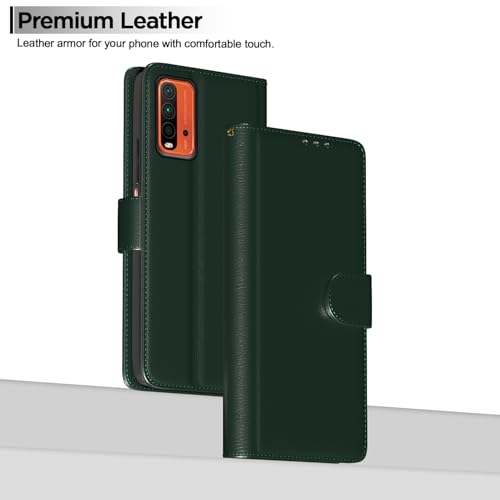 Image of Pikkme Flip Cover for Redmi 9 Power /Poco M3 Leather Finish | Inside TPU with Card Pockets | Wallet Stand and Shock Proof | Complete Protection Flip Case(Green)