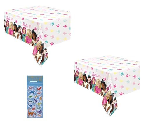 Unique Barbie Birthday Party Supplies Decoration Bundle Pack Includes 2 Plastic Table Covers